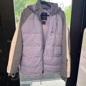 Burton Purple and Gray Ski & Snow Jacket with Quilted Design